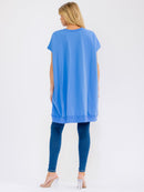 WOMEN'S SHORT SLEEVE SEQUINS GRAPHIC HIGH-LOW OVERSIZED TOP