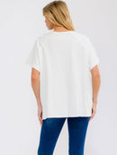 WOMEN'S SHORT SLEEVE SEQUINS GRAPHIC OVERSIZED SHIRT
