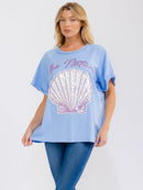 WOMEN'S SHORT SLEEVE SEQUINS GRAPHIC OVERSIZED SHIRT