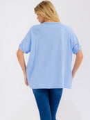 WOMEN'S SHORT SLEEVE SEQUINS GRAPHIC OVERSIZED SHIRT