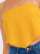 WOMEN'S SLEEVELESS OPEN BACK FLORAL CROP TOP