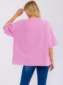 WOMEN'S SHORT SLEEVE SEQUINS GRAPHIC OVERSIZED SHIRT