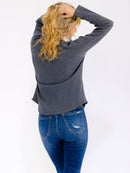 WOMEN'S LONG SLEEVE V-NECK GRAPHIC TOP
