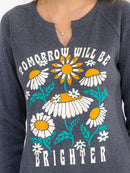 WOMEN'S LONG SLEEVE V-NECK GRAPHIC TOP