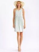 WOMEN'S SLEEVELESS FRONT POCKETS STRIPES LOOSE FIT MINI DRESS