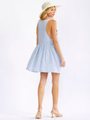 WOMEN'S SLEEVELESS FRONT POCKETS STRIPES LOOSE FIT MINI DRESS