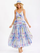 WOMEN'S SLEEVELESS V-NECK MULTI PRINT LOOSE FIT MAXI DRESS