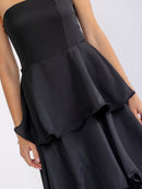 WOMEN'S SLEEVELESS RUFFLE TIERED TUBE MAXI DRESS