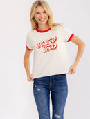 WOMEN'S SHORT SLEEVE COLORBLOCK GRAPHIC BASIC SHIRT