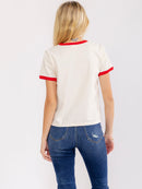WOMEN'S SHORT SLEEVE COLORBLOCK GRAPHIC BASIC SHIRT