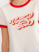 WOMEN'S SHORT SLEEVE COLORBLOCK GRAPHIC BASIC SHIRT