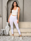 WOMEN'S ELASTIC WAIST SOLID BASIC LEGGINGS