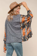 Two Tone French Terry Knit Top/Poncho