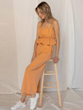 WOMEN'S SLEEVELESS RUFFLE POCKETS JUMPSUIT