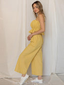 WOMEN'S SLEEVELESS RUFFLE POCKETS JUMPSUIT