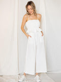 WOMEN'S SLEEVELESS RUFFLE POCKETS JUMPSUIT