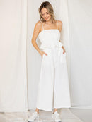WOMEN'S SLEEVELESS RUFFLE POCKETS JUMPSUIT