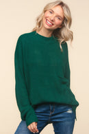 Plus Hunter Green  Mock Neck Long Pullover Sweater