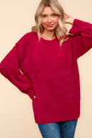 RED FUZZY SOFT BRUSHED HAIRY SWEATER KNIT TOP