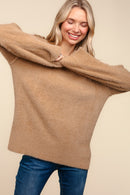 TAUPE FUZZY SOFT BRUSHED HAIRY SWEATER KNIT TOP