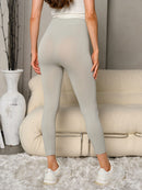 WOMEN'S ELASTIC WAIST SOLID BASIC LEGGINGS