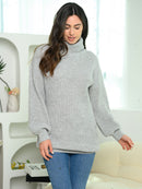 WOMEN'S LONG SLEEVE TURTLE NECK KNIT SWEATER