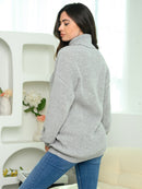 WOMEN'S LONG SLEEVE TURTLE NECK KNIT SWEATER
