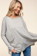 PLUS GREY DOLMAN LONG SLEEVE OVERSIZED SWEATER KNIT TOP