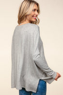 PLUS GREY DOLMAN LONG SLEEVE OVERSIZED SWEATER KNIT TOP