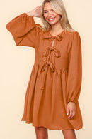 Plus Front Ribbon Bow Tie Babydoll W/Side Pockets