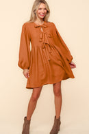 Plus Front Ribbon Bow Tie Babydoll W/Side Pockets