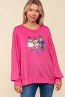 HOT PINK HACCI KNIT TOP W/ SEQUINS HOLIDAY NUTCRACKER Holiday PATCH