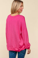 HOT PINK HACCI KNIT TOP W/ SEQUINS HOLIDAY NUTCRACKER Holiday PATCH