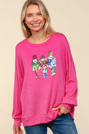 HOT PINK HACCI KNIT TOP W/ SEQUINS HOLIDAY NUTCRACKER Holiday PATCH