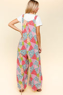 PLUS SWIDE LEG OVERALLS WITH SIDE POCKETS JUMPSUIT