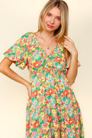 PLUS FLORAL WOVEN MAXI DRESS WITH SIDE POCKETS