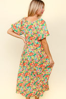 PLUS FLORAL WOVEN MAXI DRESS WITH SIDE POCKETS