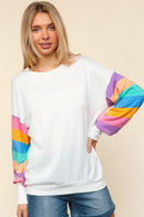 STRIPE DROP SHOULDER SOFT HACCI KNIT TOP