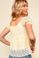 BUTTON DOWN FLORAL LACE BABYDOLL TOP