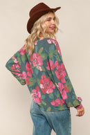 HUNTER GREEN  LOOSE FIT BRUSHED HACCI SOFT SWEATER TOP