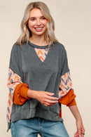Loose Fit Pullover Top W/Reverse Stitches