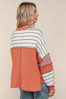 Rust Oversize Paisley Floral Print Pullover Top