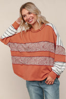 Rust Oversize Paisley Floral Print Pullover Top