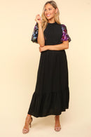 PLUS MULTI COLOR FLORAL SEQUINS MAXI DRESS
