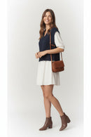 SWEATER BUCKLE VEST AND WOVEN DRESS TWO FER SET