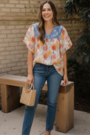 WOVEN BLOUSE W/ BUBBLE PUFF SHORT SLEEVE