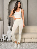 WOMEN'S ELASTIC WAIST SOLID BASIC LEGGINGS