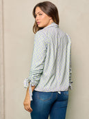 WOMEN'S 3/4 SLEEVES BLAZER & BRALETTE MULTI PRINT 2PC TOP