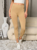 WOMEN'S ELASTIC WAIST SOLID BASIC LEGGINGS