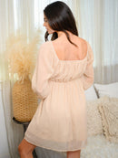 WOMEN'S BABY DOLL PUFF SLEEVE MINI DRESS